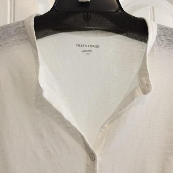 Eileen Fisher NWOT jersey linen button down loose fitting top - Picture 4 of 5